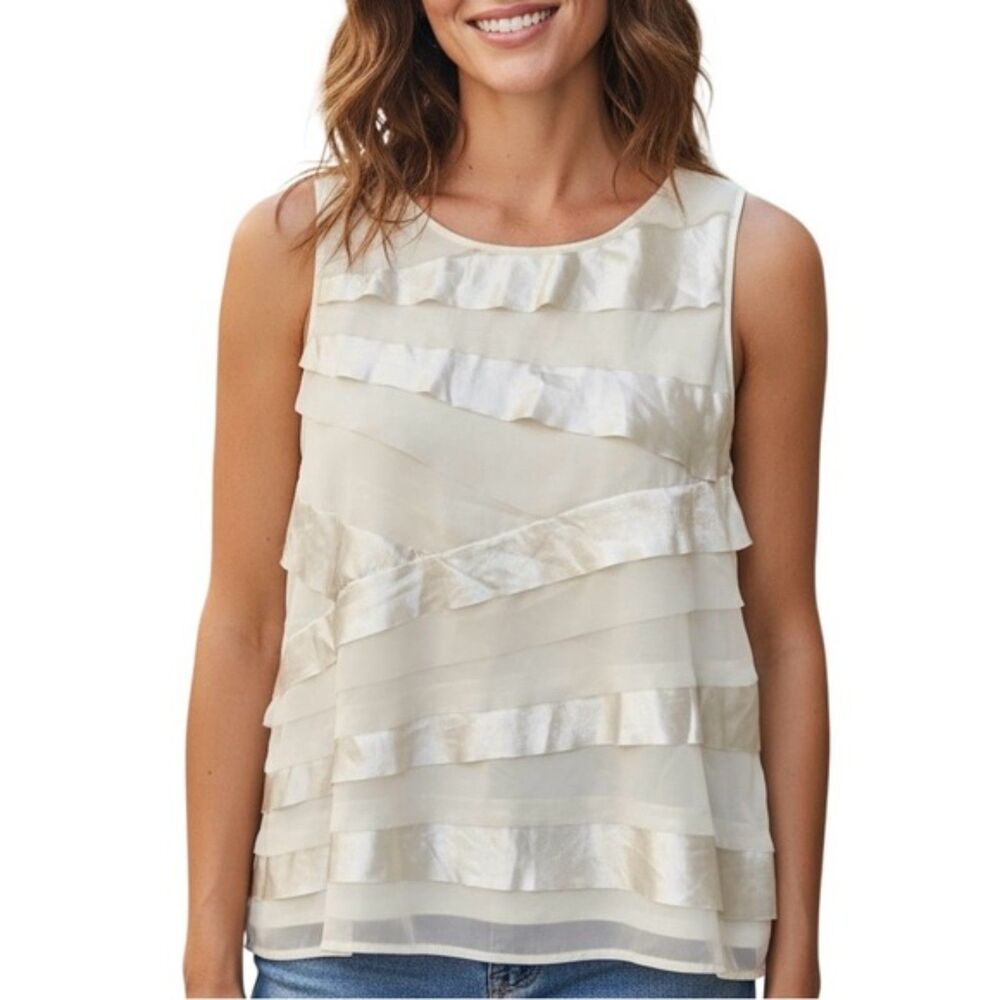 Preston & York Women’s Sleeveless Satin Ribbon Top | Size Large